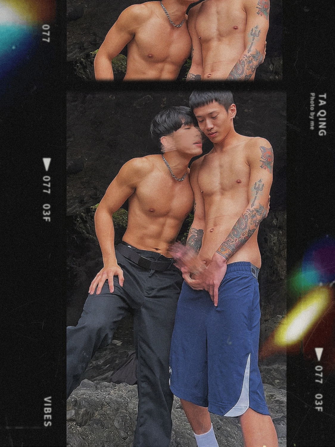 腹肌情侶🥵浩浩體育生x黑皮浣熊🦝 黑皮腹肌弟弟海岸野吹😳🌊🪨