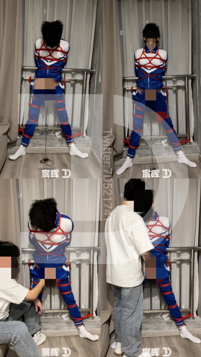 【77原創】捆綁固定在欄杆上的男孩